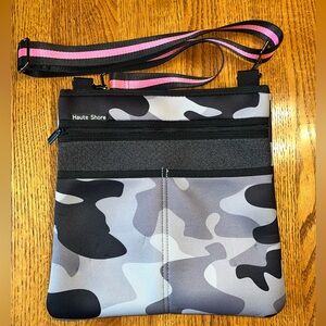 Haute Shore Grey, White & Black Camo Neoprene Crossbody Bag